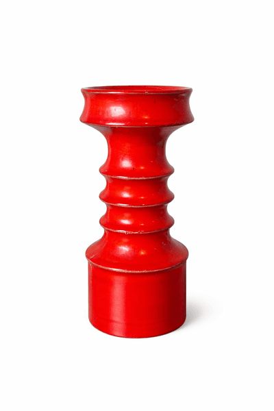 Hovedbilde Lysestake til kubbelys, rød keramikk