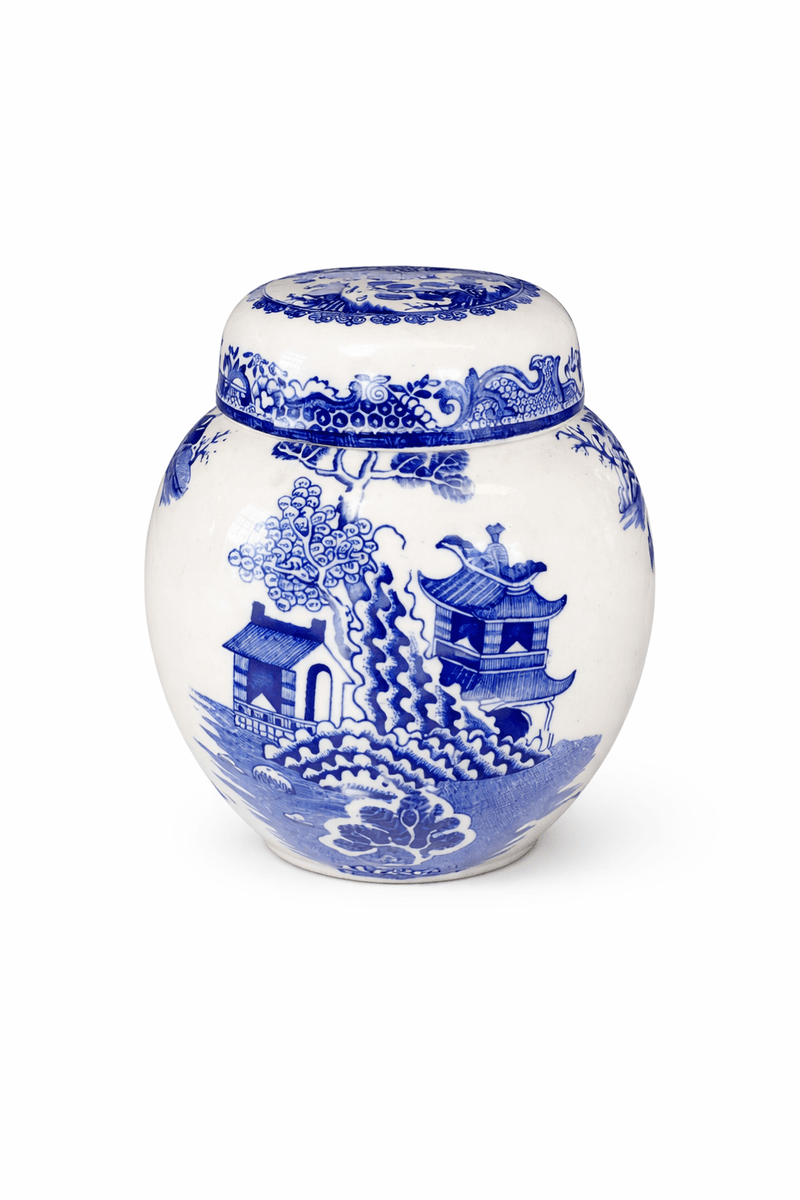 Blue Willow ingefærkrukke med lokk