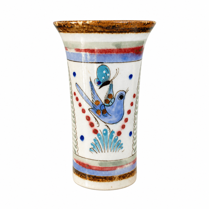 Ken Edwards vase fra Mexico med fugl og sommerfugl