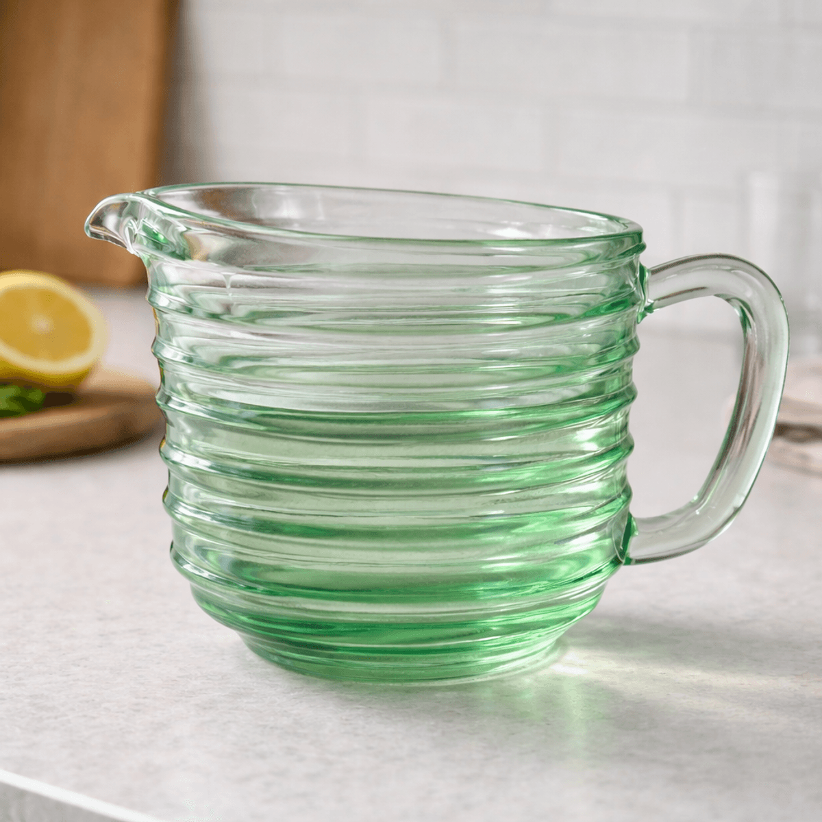 Sola, grønn mugge fra Hadeland Glassverk